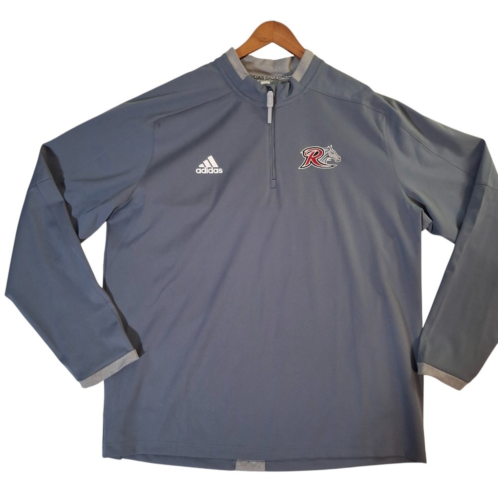 Adidas Baseball Rider University Broncs 1/4 Zip Pullover Jacket Gray Mens XL